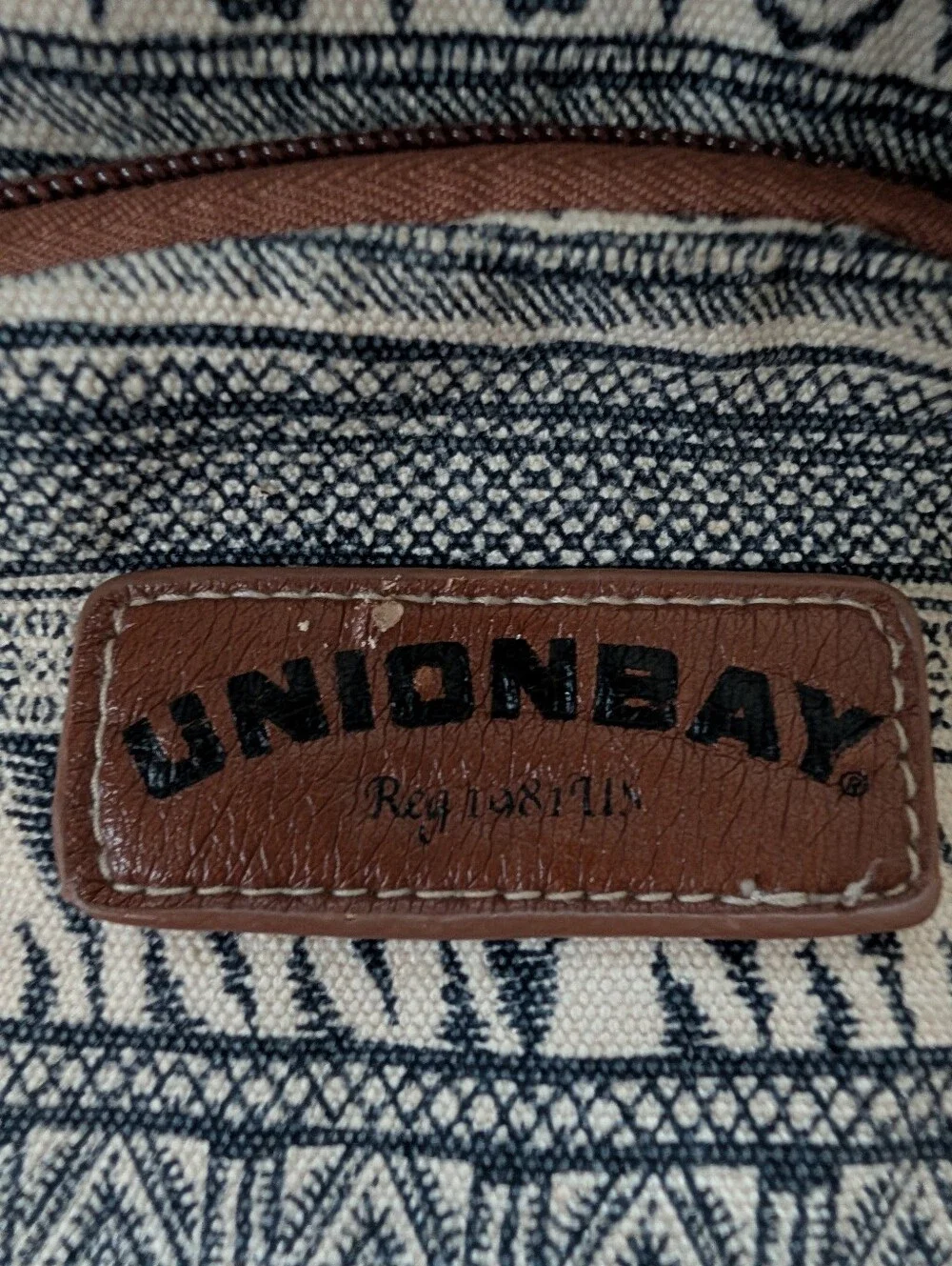 Unionbay Cream & Blue Elephant Print Backpack